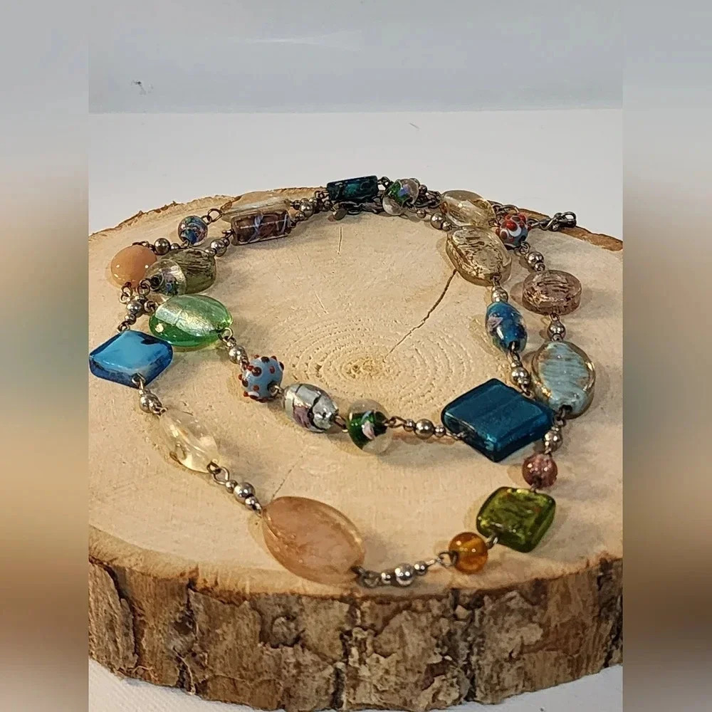 Premier Designs Venetian Multi-Colored Glass Bead 18" Necklace - Picture 5 of 6